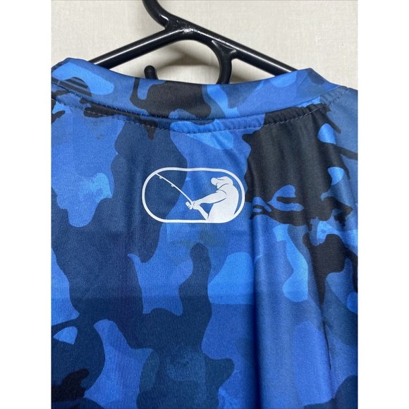 Nautica Angler Men Long Sleeve Shirt Pullover Urban Blue Camo Large Fishing swim - Picture 6 of 7